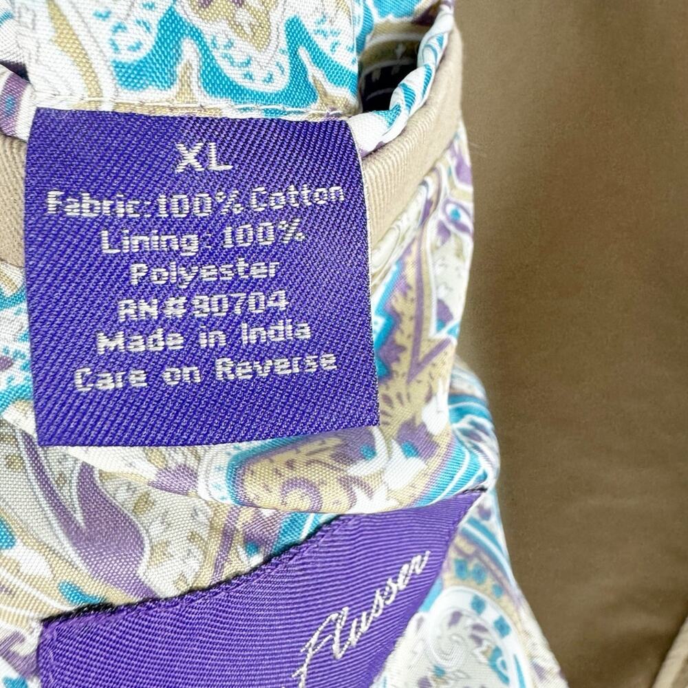 Alan Flusser Mens Sport Coat Blazer Khaki Tan Jacket Size XL Paisley Lined - Picture 6 of 9